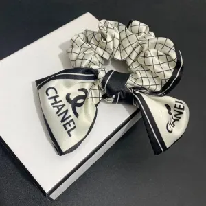 CHANEL Ladies Satin Fabric Bow Letter Print Headband